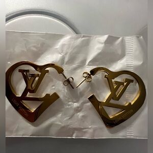 Louis Vuitton Gold Heart-Shaped Earrings